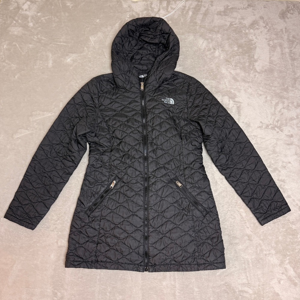 The North Face ThermoBall Quilted Parka Jacket Girls Large 14/16 Black Hooded